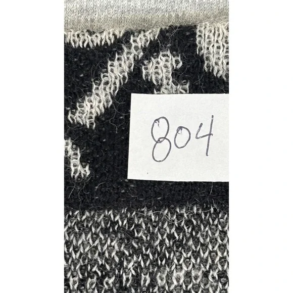 Baby Alpaca Sweater Cardigan Womens Medium Black Floral Animal Knit Button Peru